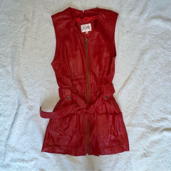 Vintage Dresses Vintage Red Wrap Leather Dress Vest Maneater Poshmark